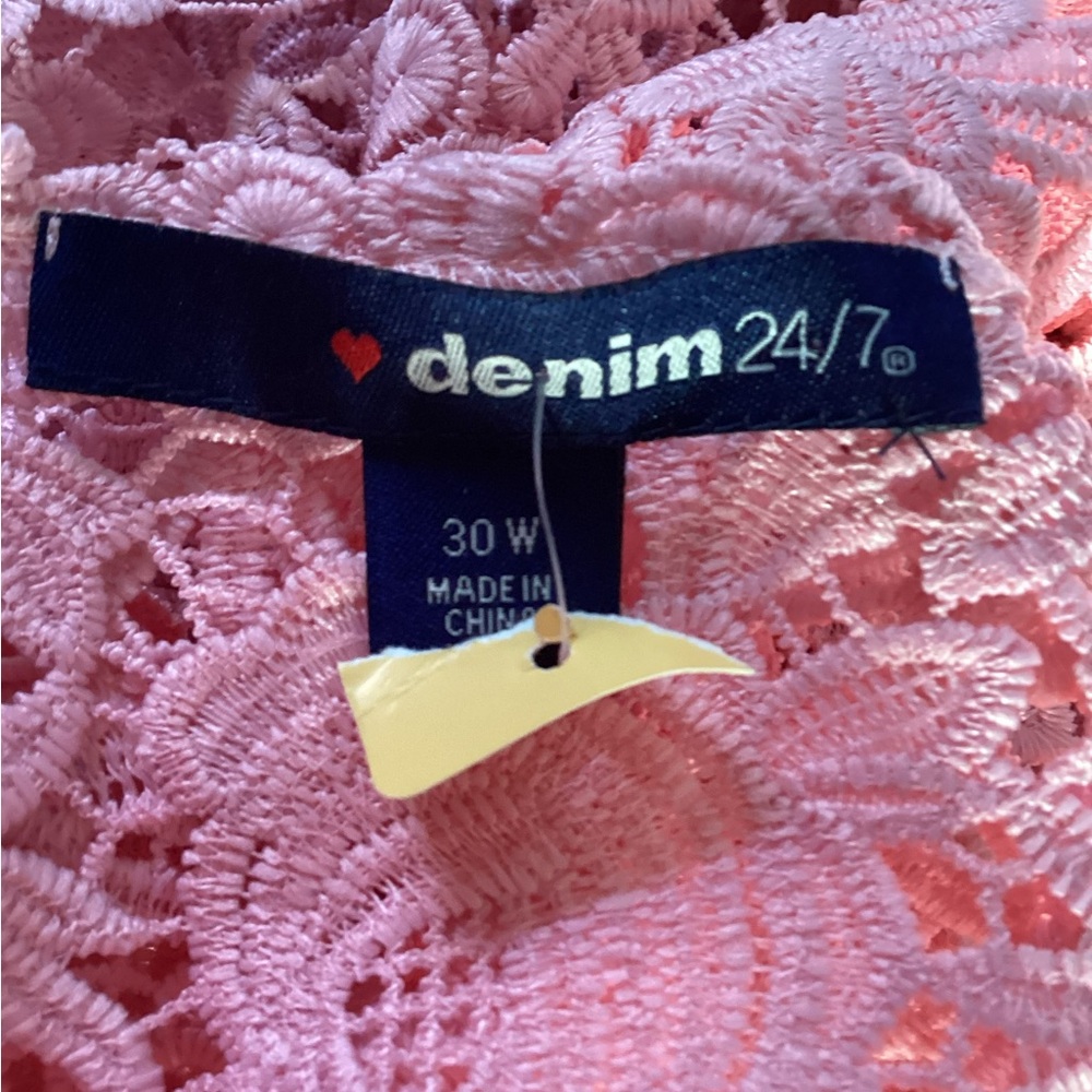 ❤️ Denim 24/7 Pink Lace Floral Cardigan 30 W - Picture 10 of 10